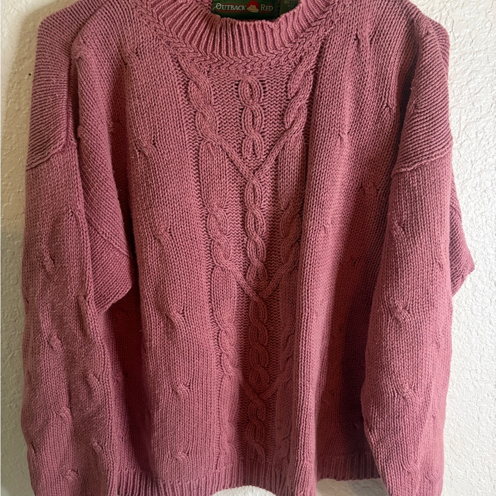 Outback Red Pink Cable Knit Sweater